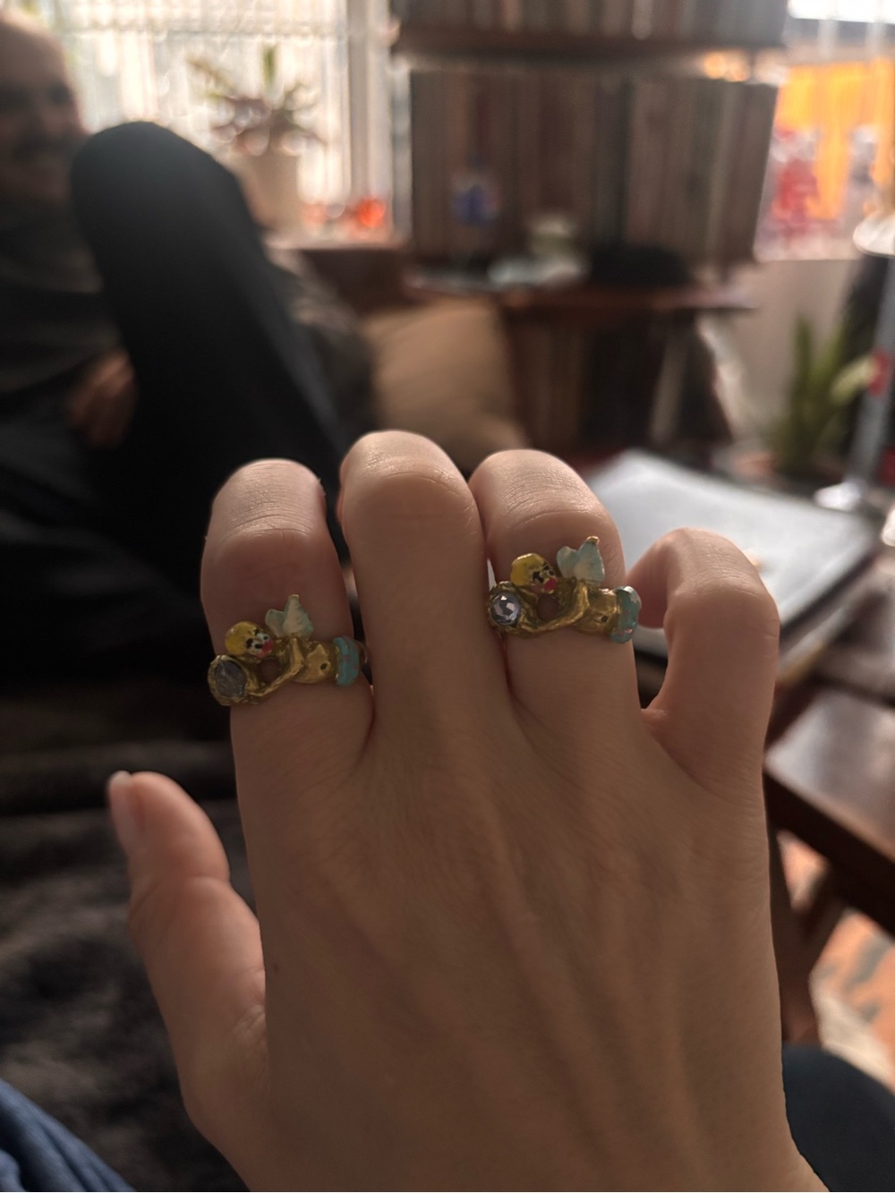 Susan Alexandra Gold Floral Cluster Ring with Pastel Accents